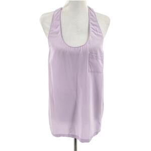 Alexander Wang Lilac Light Purple 100% Silk Pocket Tank Top